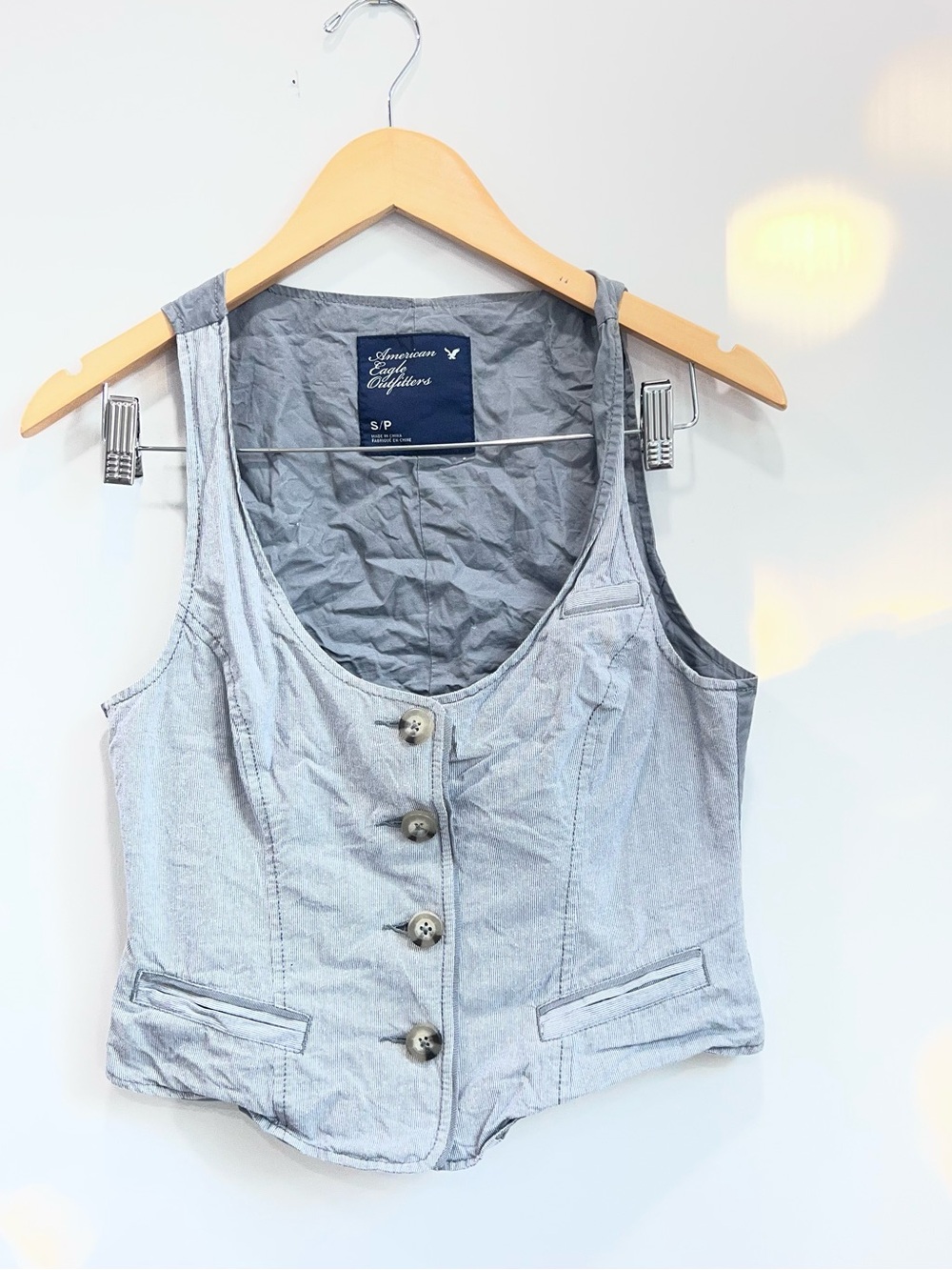 American Eagle Outfitters Heather Gray Button Vest